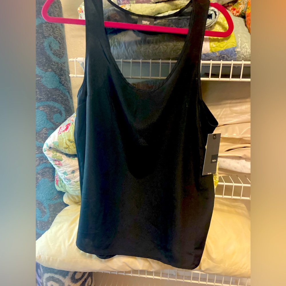 Black silky tank top